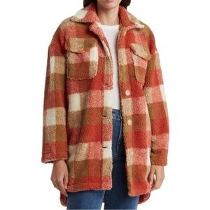 Vigoss Plaid Shirt NWT Faux Shearling Shacket